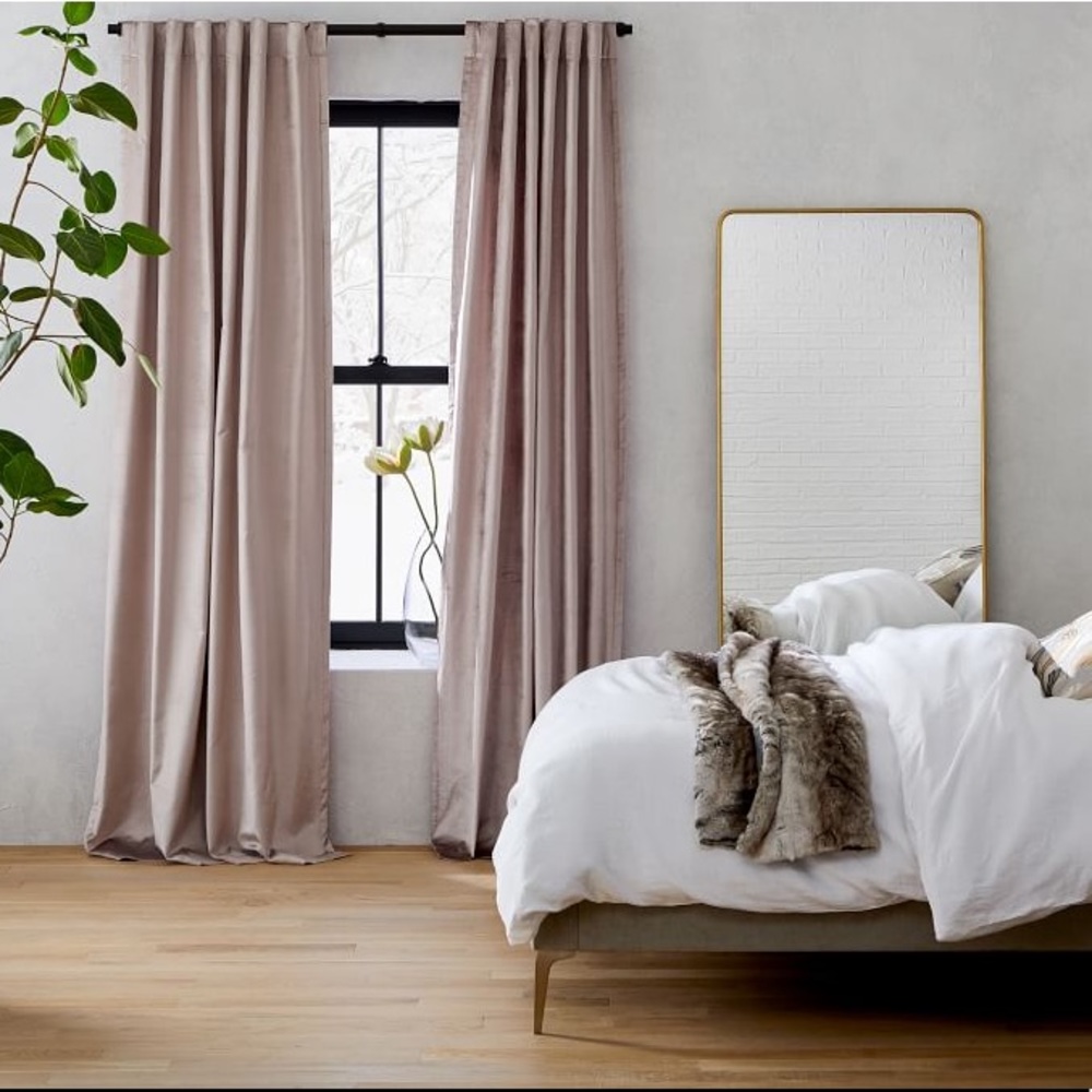 2 West Elm Cotton Luster Velvet Curtains